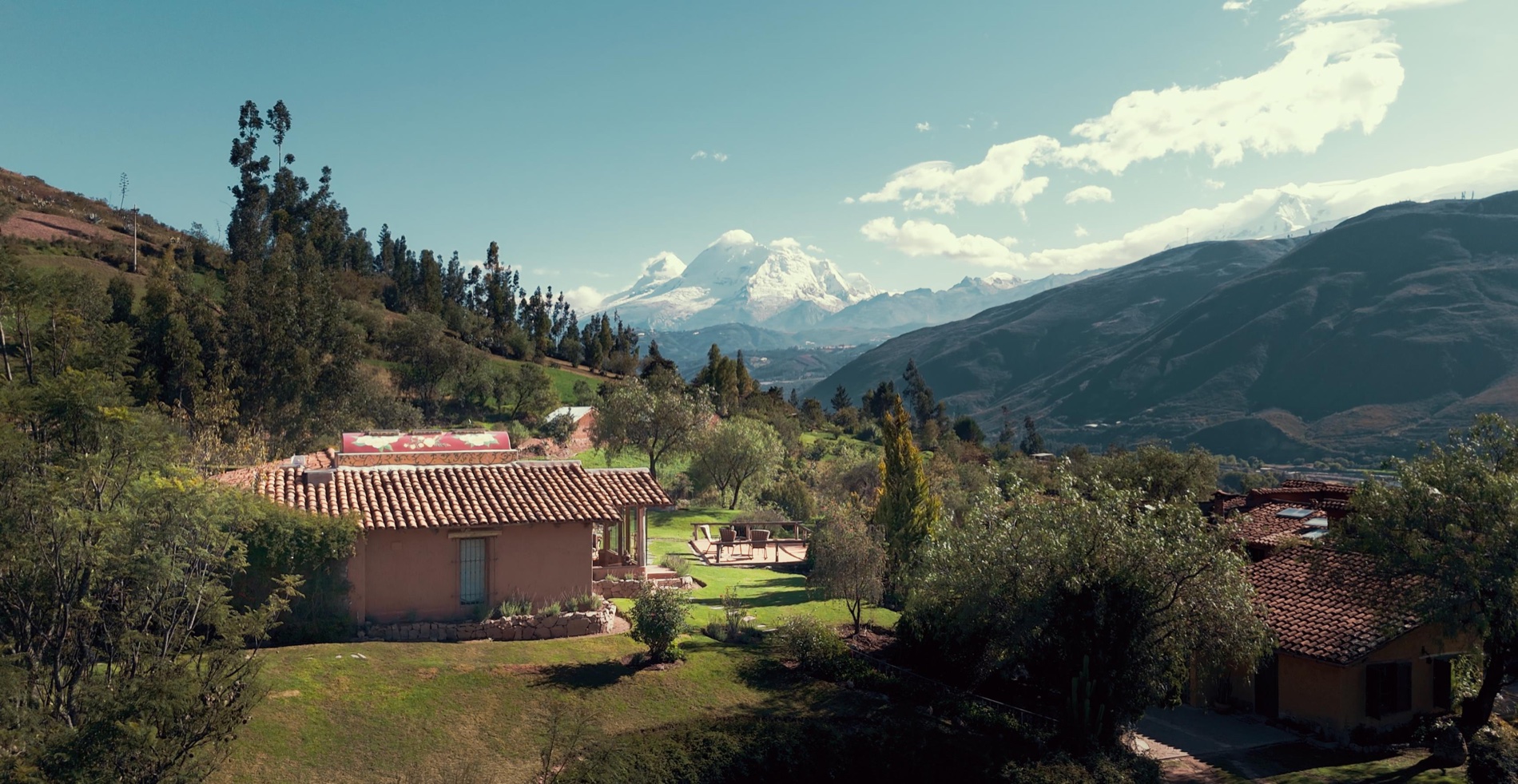 Drone real estate photography of a remote architectural property